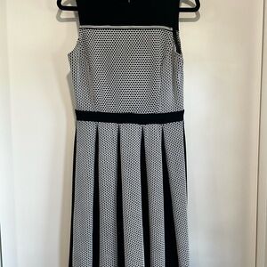Taylor Black and White Geometric Midi Dress